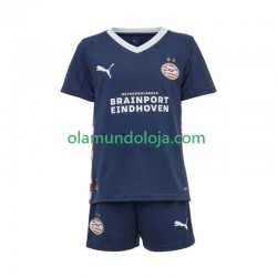 Camisola PSV Eindhoven Criança Equipamento Segundo 2025-2026 Manga Curta